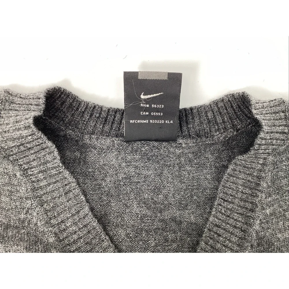 Nike Golf V-Neck 100% Merino Wool Knit Sweater Long Sleeve Men's Size Large VTG